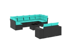 Maison Exclusive - Conjunto De Sofá De Jardín De 10 Piezas Con Cojines, De Poliratán Negro