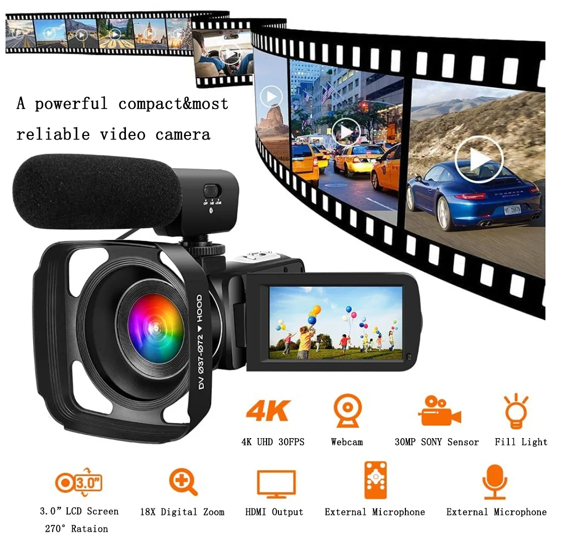 (negro, Memoria De 2,32 Gb) Cámara Digital Hd Giratoria De 270°, Cámara Digital 4k, 56 Mp, Sensor De 3,0 Pulgadas.