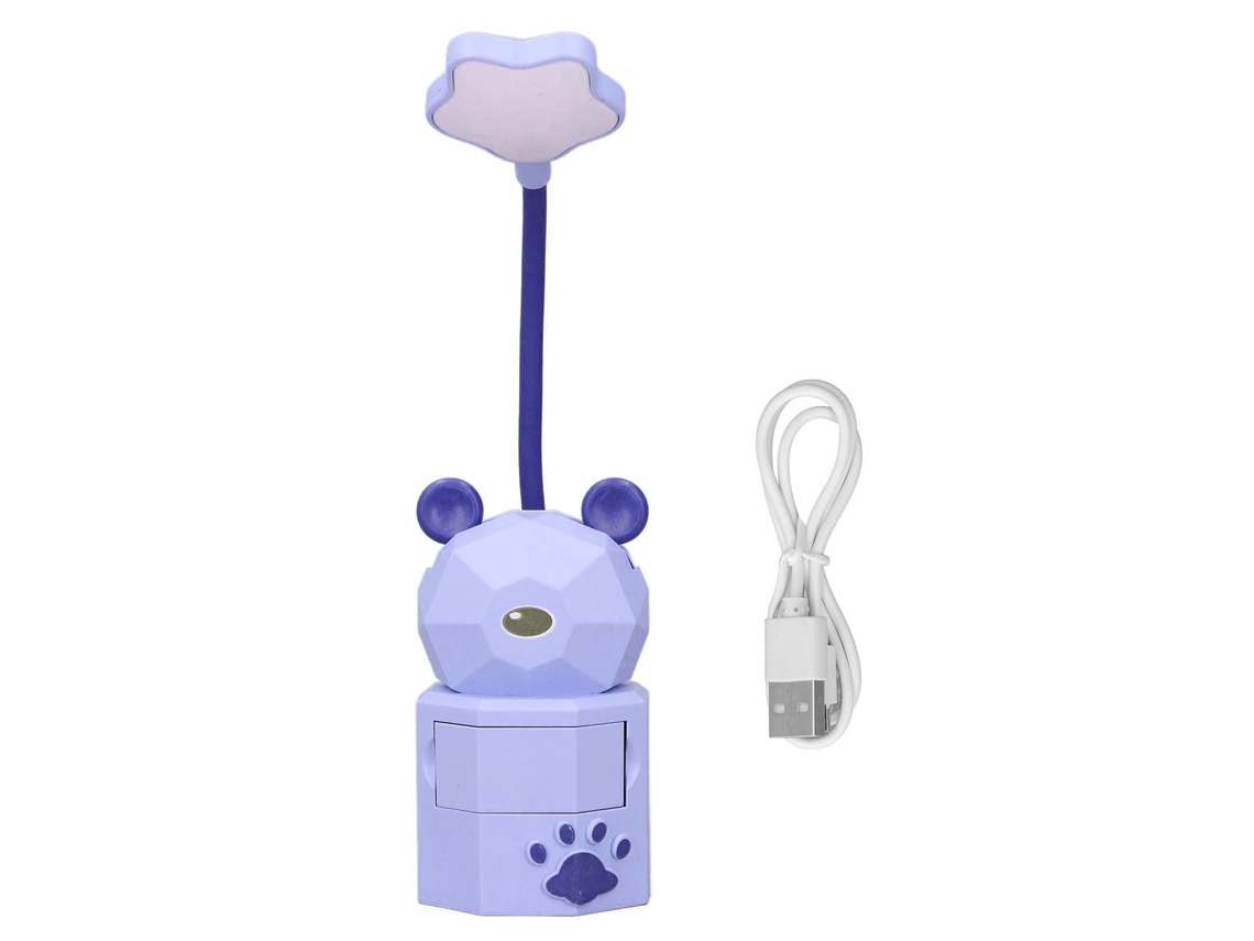 Lámpara de mesa infantil con diseño de dibujos animados, cuello de cisne, 360º, protección ocular segura, ABS, luz cálida.