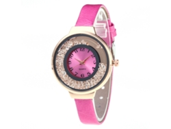Reloj De Cuarzo De Estilo Moderno Para Mujer, De Piel Sintética, Con Esfera Color Arena Fluida - Rosa