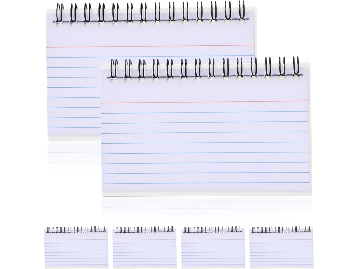 Juego De 6 Fichas Blancas Rayadas, Blocs De Notas Pequeños Y Portátiles De Papel Grueso.
