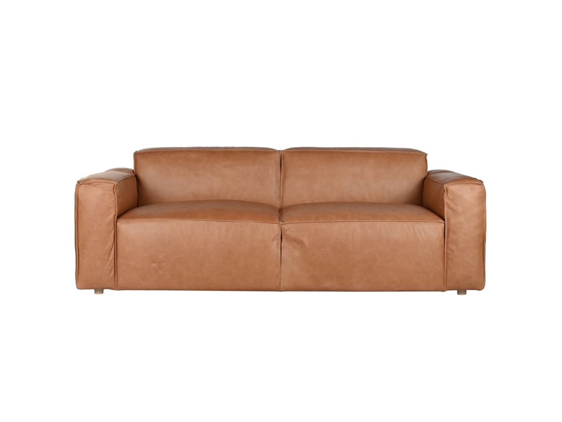 Sofa Piel 3 Plazas Cognac 214x94x77cm