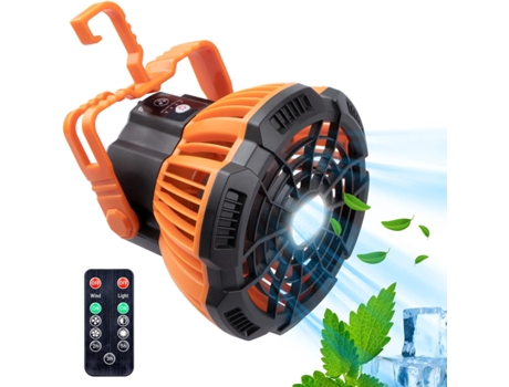 Ventilador de camping con linterna LED, ventilador de camping recargable para tienda de campaña, ventilador de techo portátil con gancho para colga...