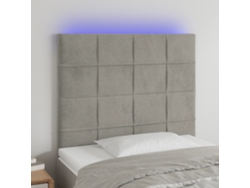 Cabecero Con Luces Led Terciopelo Gris Claro 100x5x118/128 Cm