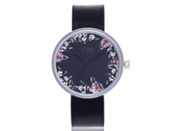 Reloj De Pulsera Ccq Fashion Para Mujer Con Estampado Floral, Esfera Redonda, Cuarzo, Estilo Casual, Color Negro.