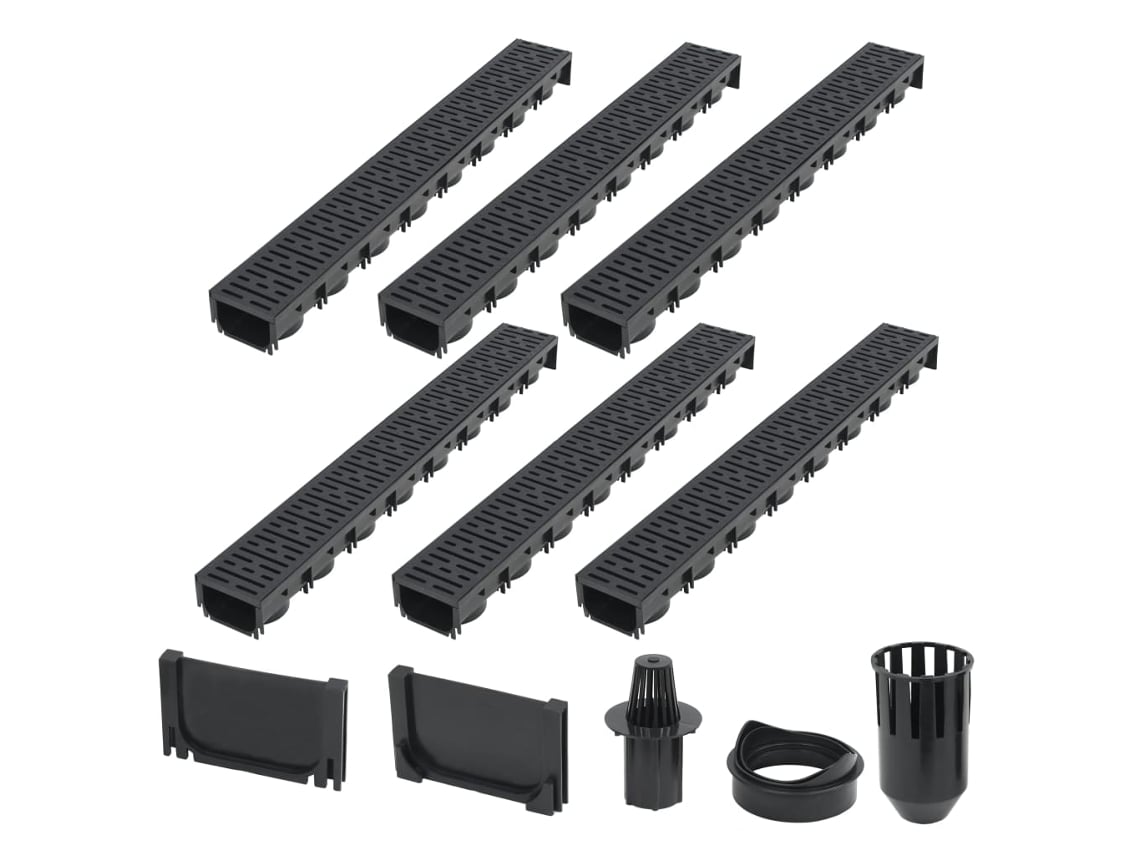 Canales de drenaje de plástico de 6 m, 6 unidades, DKD HOME DECOR