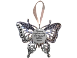 Colgante conmemorativo de mariposa grabado en oro para la familia