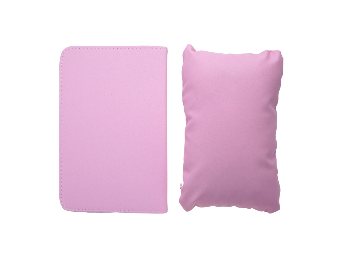 Travesseiro De Mão Para Manicure Em Couro Pu Macio Lavável + Tapete De Mesa Plegável Rosa