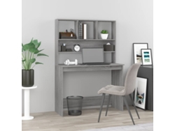 Escritorio | Mesa | Escritorio con estantes, derivados de madera, gris, Sonoma