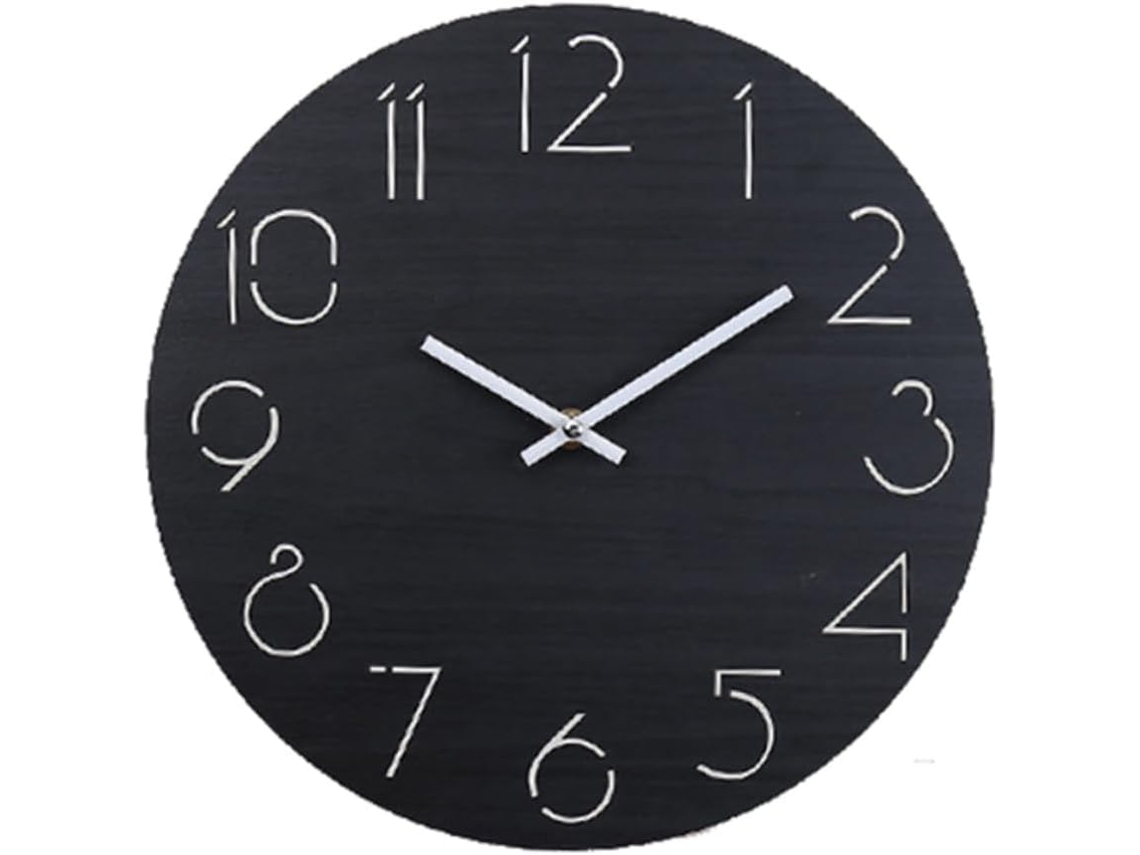Reloj de pared redondo de cuarzo de madera, decoración moderna para dormitorio u oficina. Gokoco