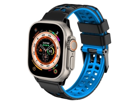 Correa de reloj inteligente para Apple Watch Ultra de 49 mm de sarga de silicona con hebilla de doble hilera (negro azul)
