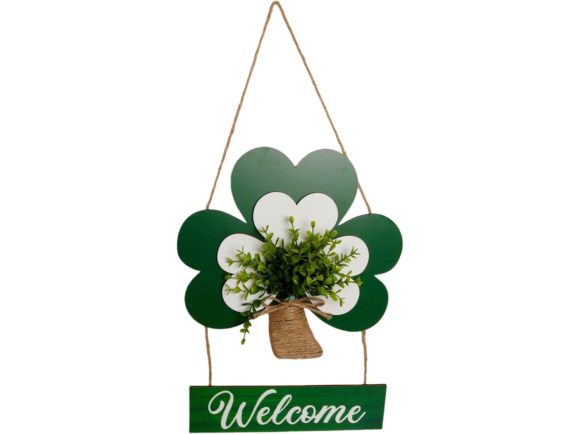 Letreros De Bienvenida De Madera Con Forma De Trébol Para La Decoración Del Festival Del Día De San Patricio.
