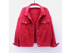 2026-chaquetas De Jeans Para Mujer De Manga Larga Abrigo De Otoño/primavera Caliente Solido M Rojo