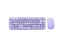 Teclado y ratón Bluetooth morados de tamaño completo para computadoras, tabletas, teclados y teclados numéricos Everley891