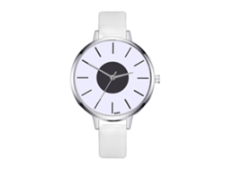 Reloj De Pulsera De Cuarzo Para Mujer Con Correa De Piel Sintética, Estilo Sencillo, Esfera Blanca.