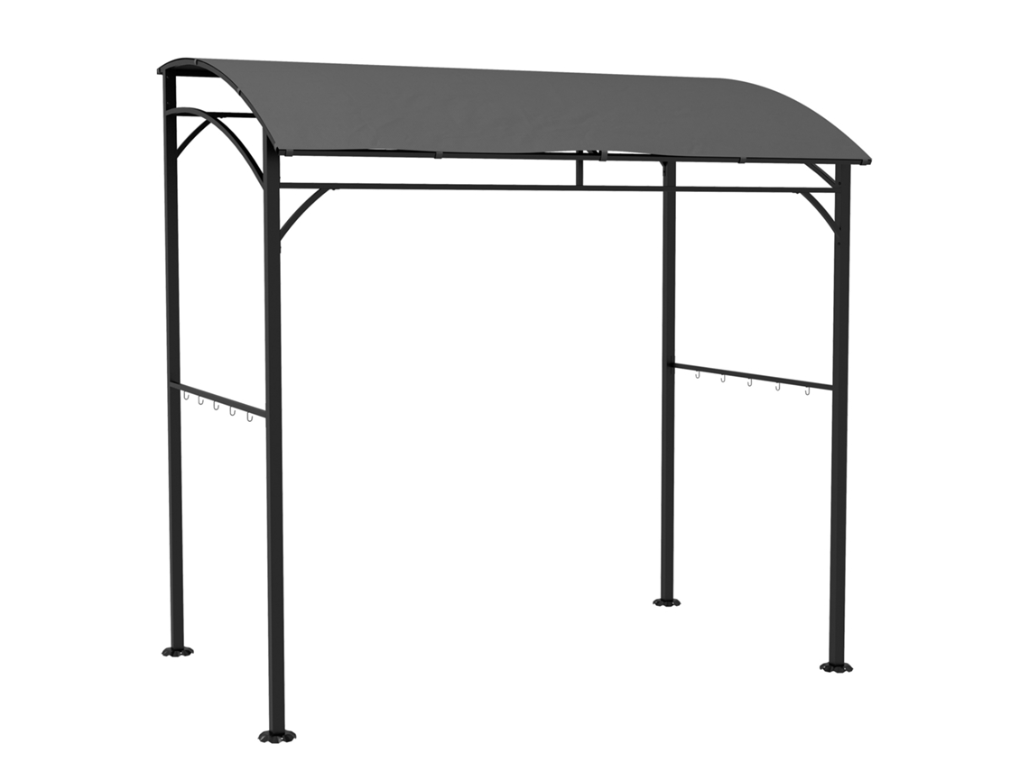 Quiosco de barbacoa de acero con ganchos y cubierta impermeable - Gris