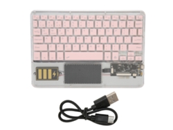 Teclado Bluetooth Sem Fio Multifuncional De Acrílico Para Windows Android Ios Rosa Portátil