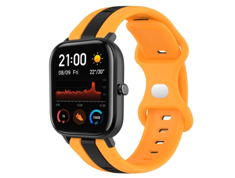 Correa Smartwatch para Amazfit GTS 20mm Silicona con Hebilla Mariposa Bicolor (Negro + Amarillo)