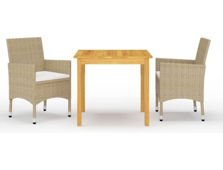 Conjunto 3 de comedor de jardín de VIDAXL beige