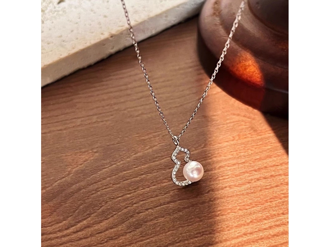 (oro Blanco) Plata De Ley S925, Calabaza De Perla De Agua Dulce Natural, Estilo Retro Chino, Sensación De Alta Gama Para Tu Año Zodiacal.