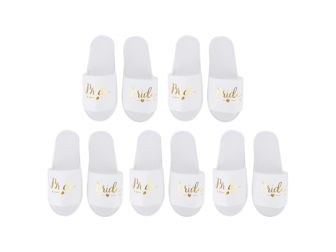 5 Pares De Chanclas Desechables Con Estampado De Letras Para Accesorios De Filmación De Bodas En Hoteles Y Fiestas De Novias