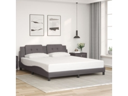 Estructura De Cama Sin Colchón Cuero Sintético Gris 180x200 Cm