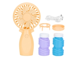 Máquina De Burbujas Portátil Mini Manual Recargable Con Ventilador Dibujo Animado Ciervo Para Niños (serie Amarilla)