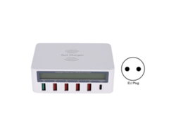 818 Adaptador De Derivación De Cargador Rápido Para Teléfonos Móviles Con Múltiples Puertos Usb3.0 Con Carga Inalámbrica Blanco