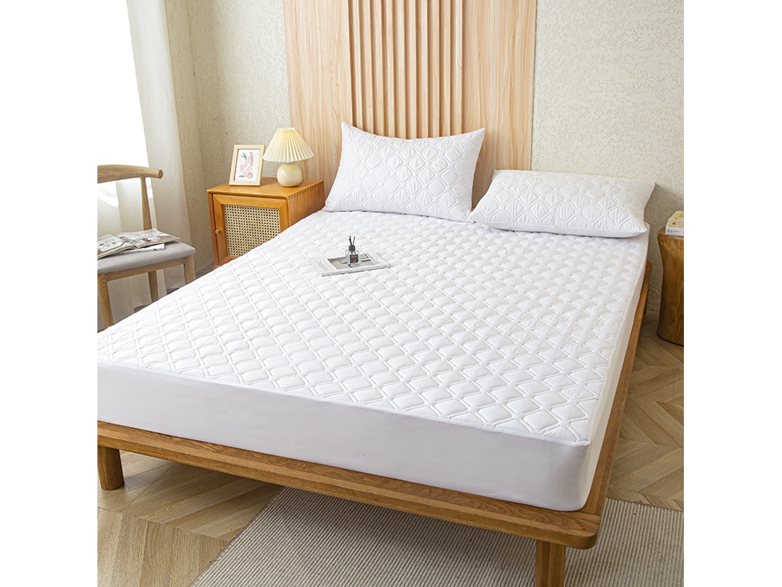 Protector De Colchón Impermeable Czhhmart (sábana Bajera Ajustable) 150 Cm X 200 Cm (con Dos Fundas De Almohada) Blanco