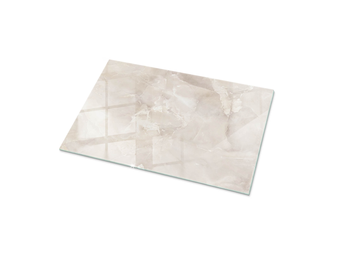 Cristal Para Mesa Rectangular Espelharte (100x70 Cm - Patrón De Textura De Mármol - Cremoso)
