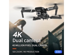 E88Pro Mini Drone con cámara 4K (Cámara doble - Duración de la batería: 15 min - Negro) YIZHOOD