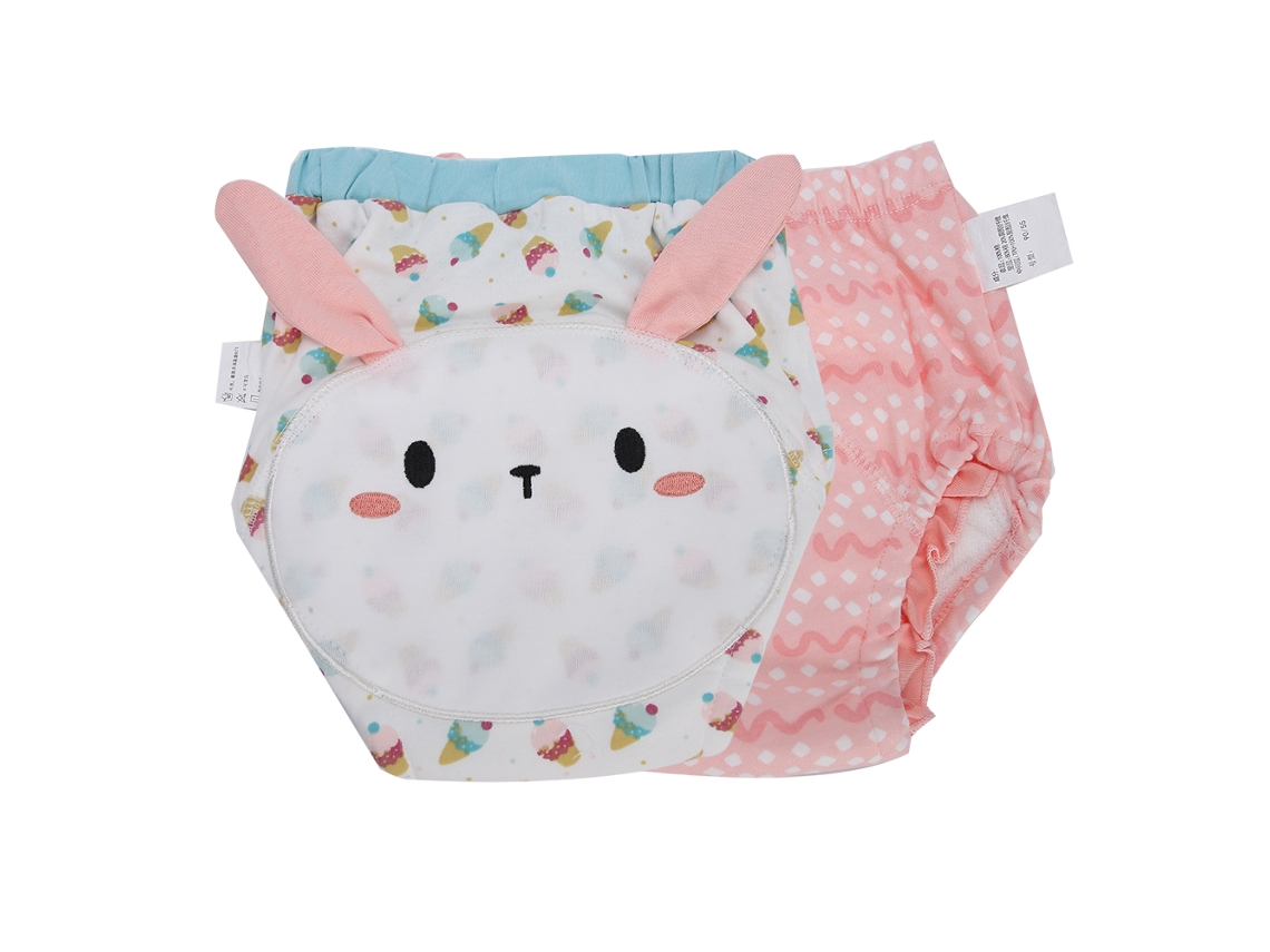 Braguitas De Entrenamiento Sanitarias Lavables Para Bebés, Algodón Superabsorbente (2 Unidades) Bunny 90