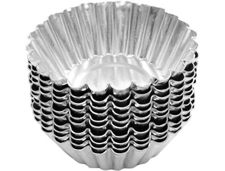 Molde para tarta de huevo de acero inoxidable en tono plateado, 100 Uds.