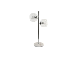 Lampara Sobremesa Hierro Cristal 2 Bolas 32x18x60cm