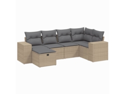 Conjunto 6 de sofás jardín con cojines beige mezcla VIDAXL ratán PE
