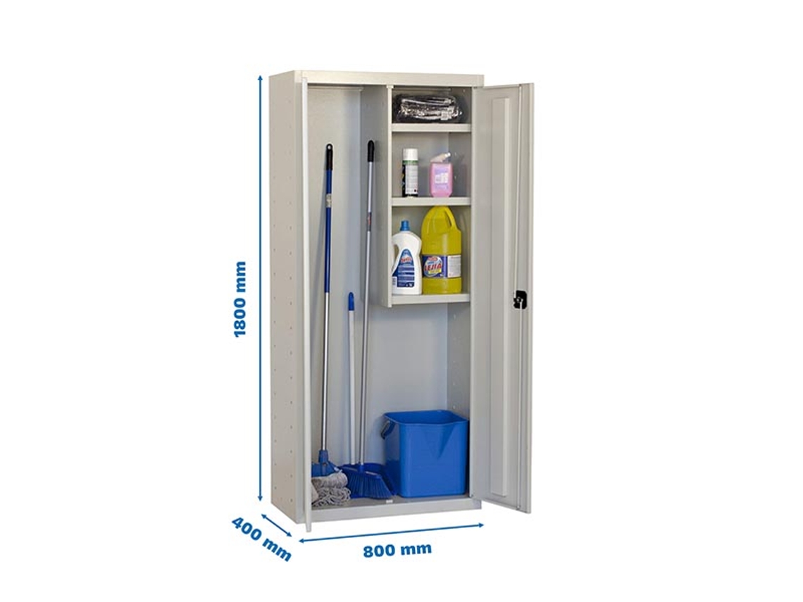 Armario metálico escobero Simonlocker Prof.mon.cleaning 180x80x40 2/3 Gris