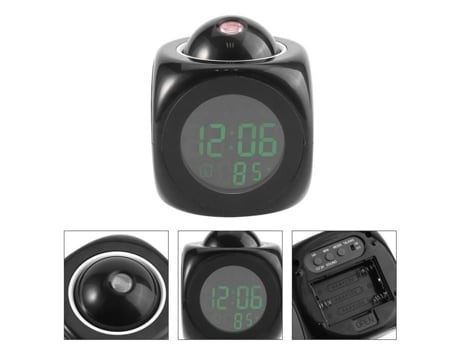 HURRISE Reloj LCD Multifuncional Reloj Digital de Proyección de Pared LED Pantalla de Temperatura por Voz Reloj Despertador LED