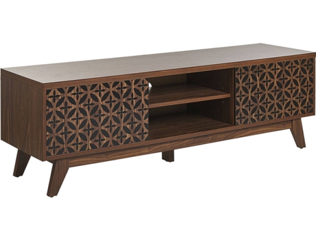 Mueble TV madera oscura/negro 140 x 40 cm BELIANI Prescot
