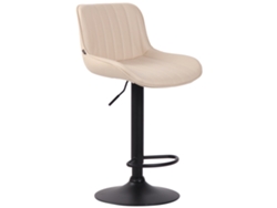 Taburete alto X1 en PVC color crema con costuras verticales y estructura metálica negra 10_0005099