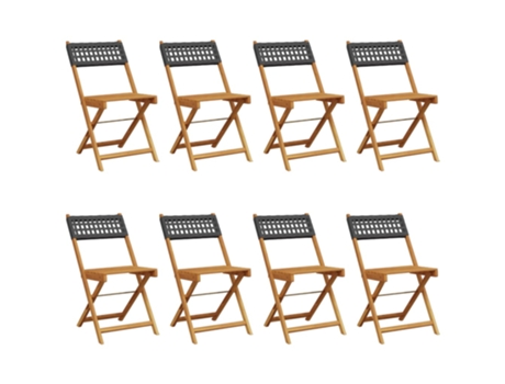 Conjunto 8 Silla De Jardín VIDAXL Negro Madera