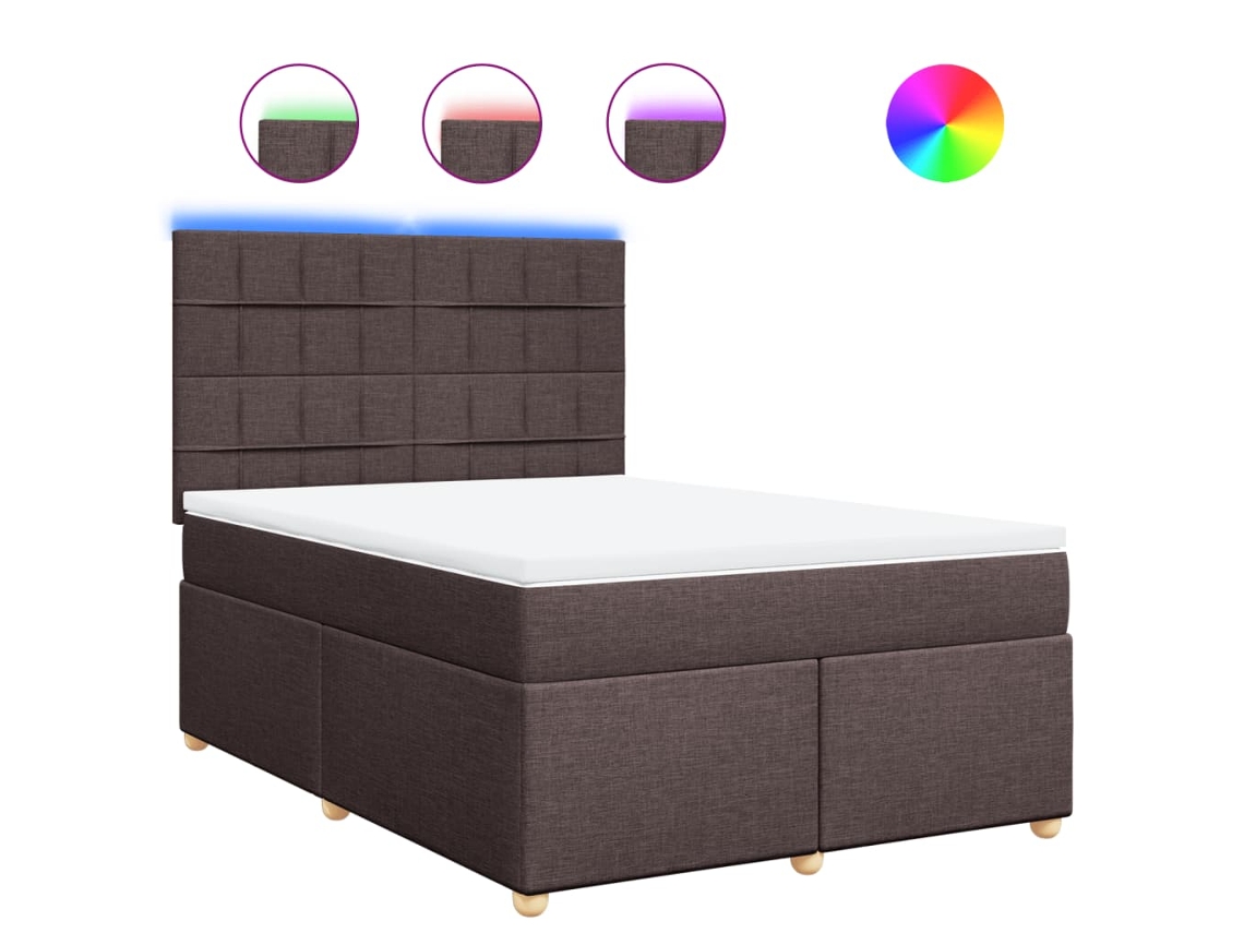 Maison Exclusive - Cama Box Spring Con Colchón Tela Marrón Oscuro 140x200 Cm