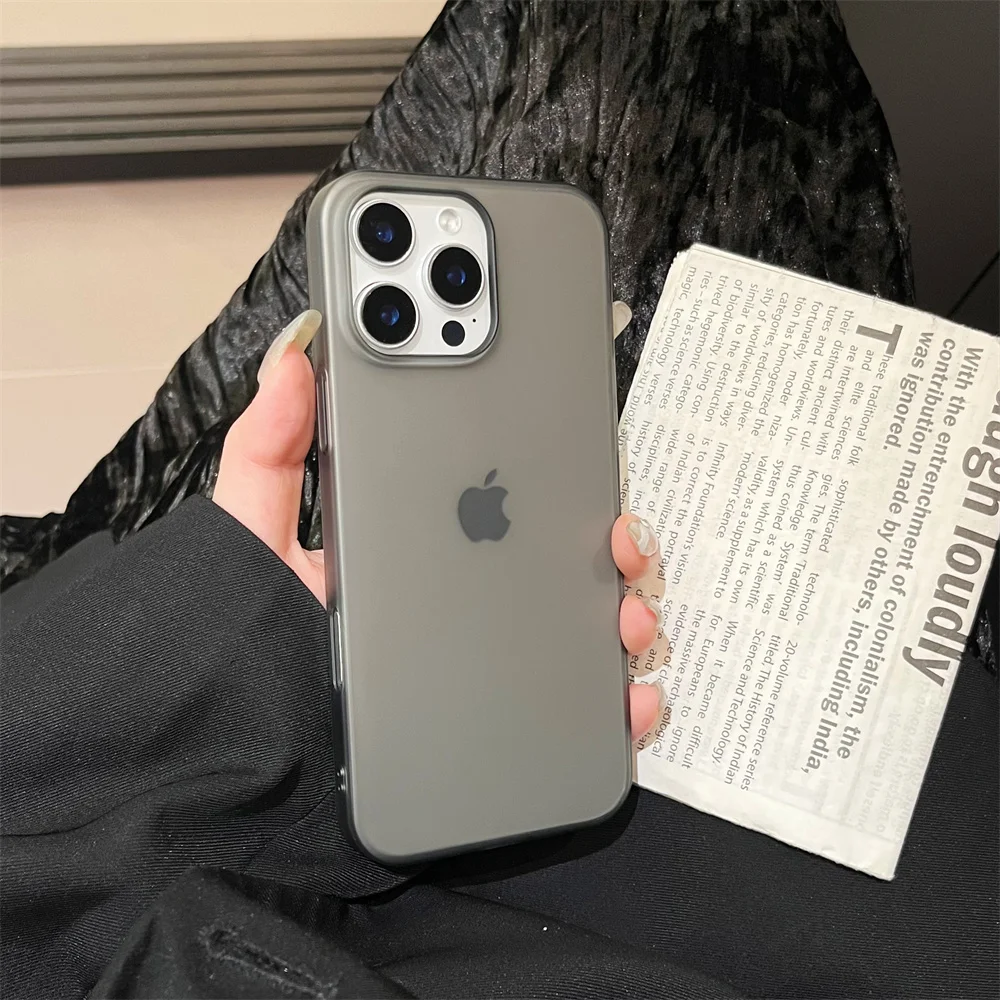 (iphone 16e, Gris) Funda Transparente Mate Para Iphone Con Marco De Silicona A Prueba De Golpes.