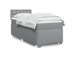 Cama box spring con colchón tela gris claro 90x200 cm