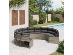 Sofá de jardín con cojines redondo de mimbre gris Dkd Home Decor
