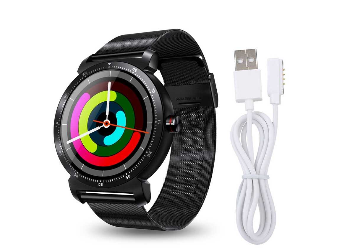 Reloj Inteligente (bluetooth, Monitor De Frecuencia Cardíaca) Correa De Acero Redonda Ips De 1.3 Pulgadas, Negro K88h Plus