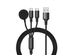 Cable de carga multifuncional 3 en 1 para iPhone/Apple Watch, 8 pines Tipo-C/USB-C, base de carga magnética. 1 m de longitud. Nostalgia88