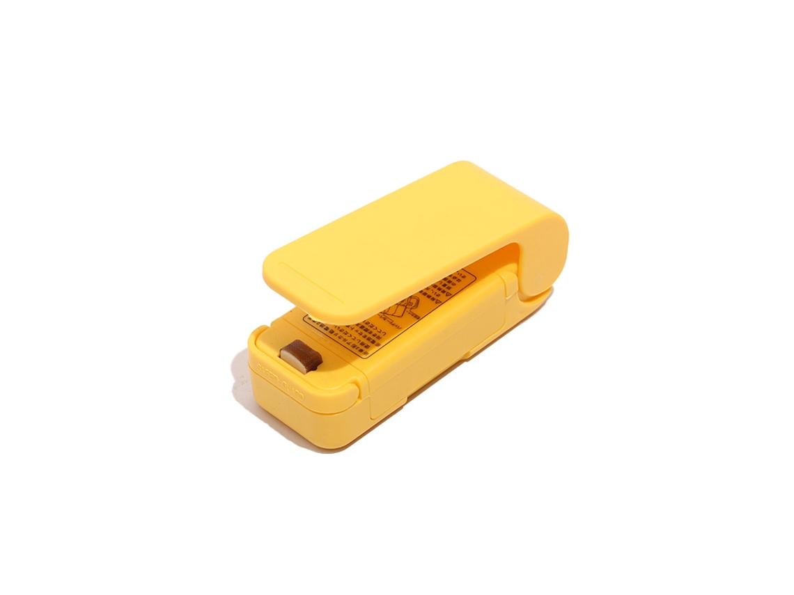Selladora termoplastica para bolsas de alimentos, envasado y sellado de bolsas de alimentos, selladora plastica domestica para snacks, color amarillo.