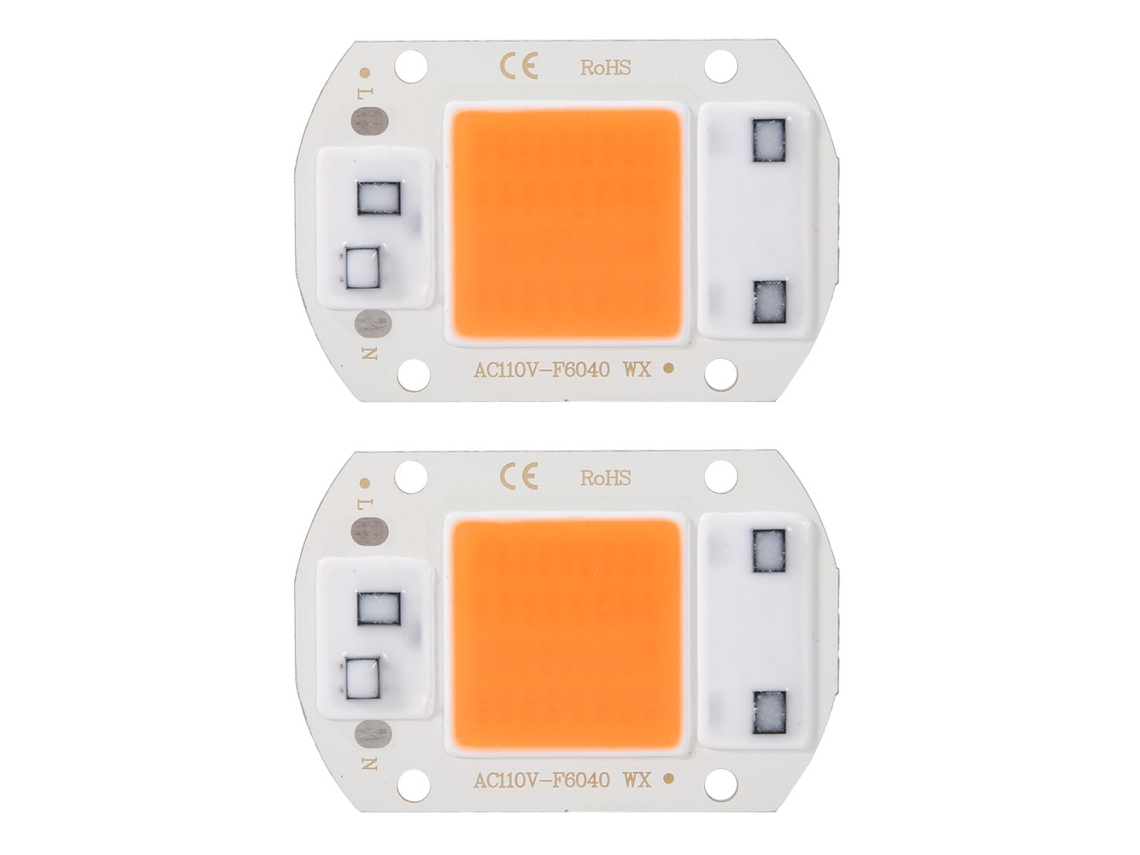 Rebe-2pcs Chip De Luz Cob Led Integrado 30w Ac110v Fuente De Luz Alta Brillo Para Plantas