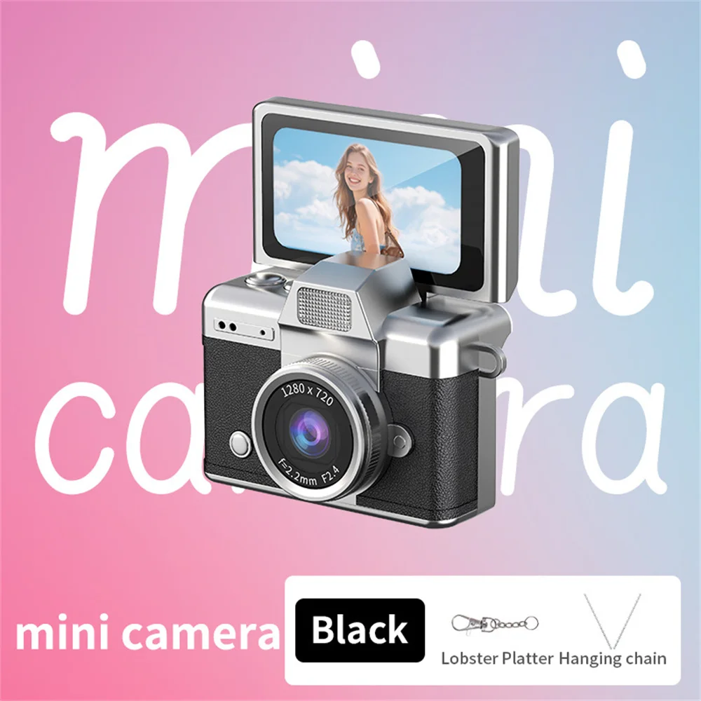 (negro - 16g) Mini Cámara Digital De Mano Con Pantalla Selfie Giratoria 180°, Flash Y Múltiples Filtros.