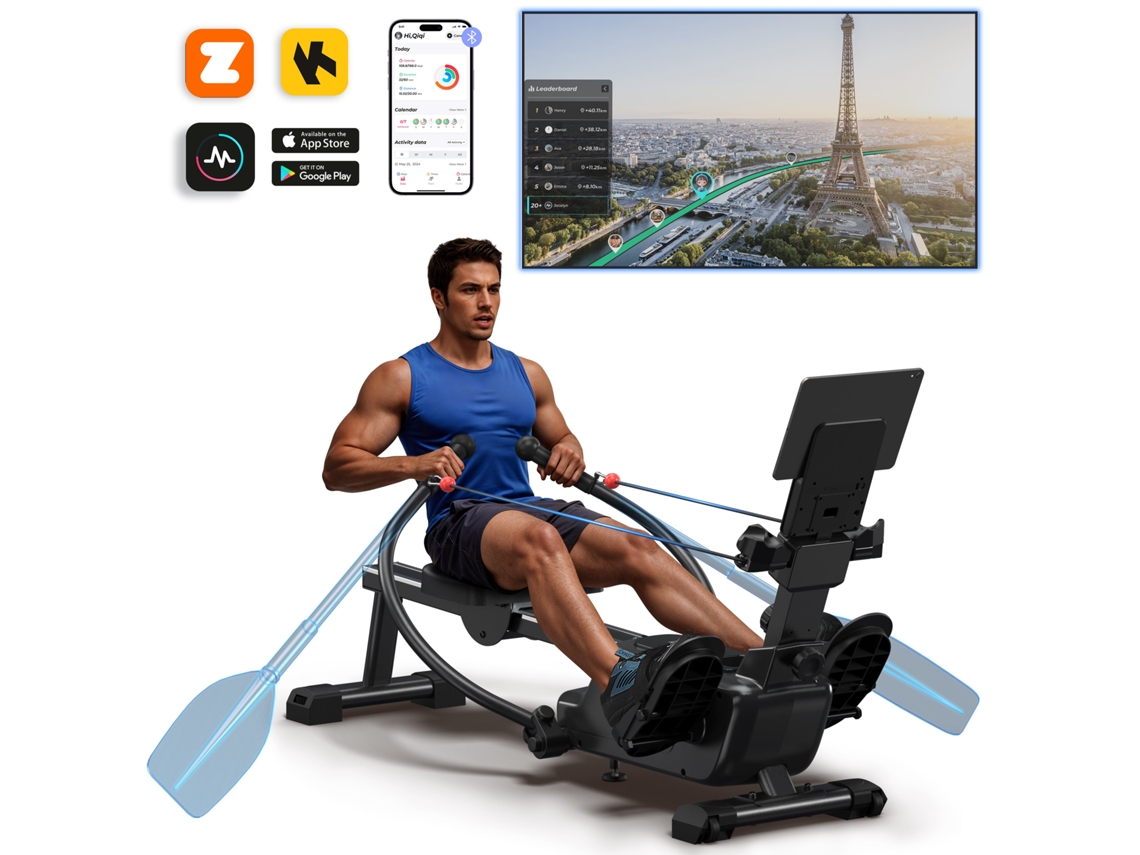 Remo Magnético Doble MERACH, 16 Niveles, Bluetooth, LCD, Plegable, Silencioso, Soporte Tablet, Hogar, Entrenamiento Completo, 150 kg